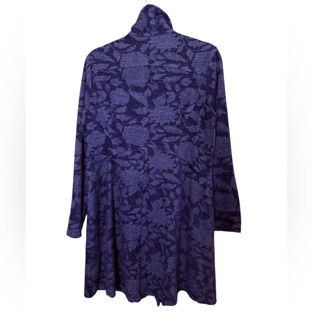 C.M.C Women’s Cotton Chenille Tapestry Funnel Neck Burnout Indigo Coat Sz S